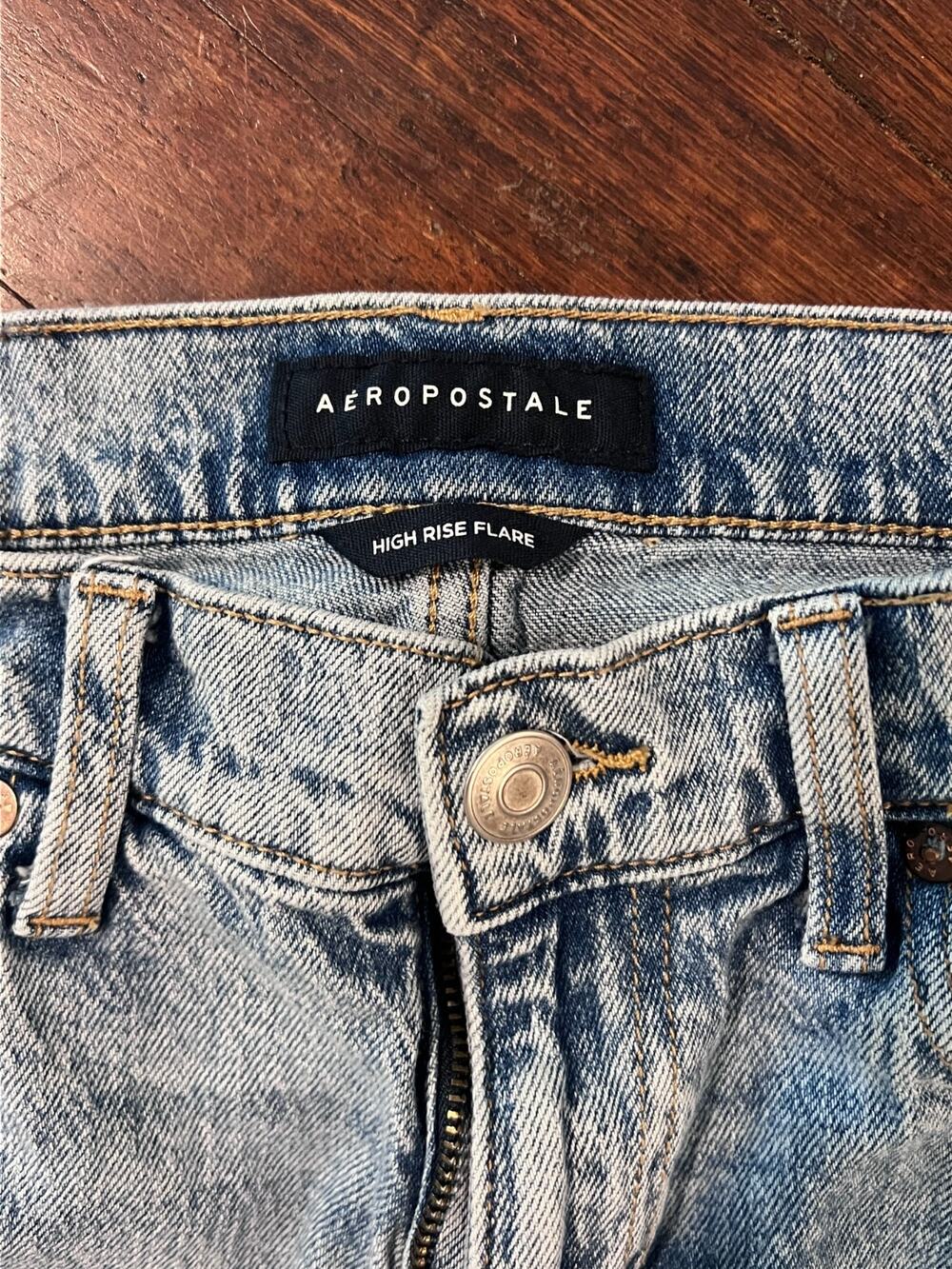 Aeropostale High Rise Flare Distressed Jeans Womens 0S Y2K 90s Chic Light Wash - Picture 4 of 5